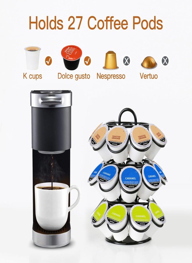 ZECENN حامل كبسولات القهوة ZECENN K-Cup، حامل كبسولات قهوة Keurig، منظم تخزين كبسولات القهوة K-Cup، متوافق مع كبسولات Keurig و Dolce Gusto، يتسع لـ 27 كبسولة، يدور 360 درجة - أسود - Image 2
